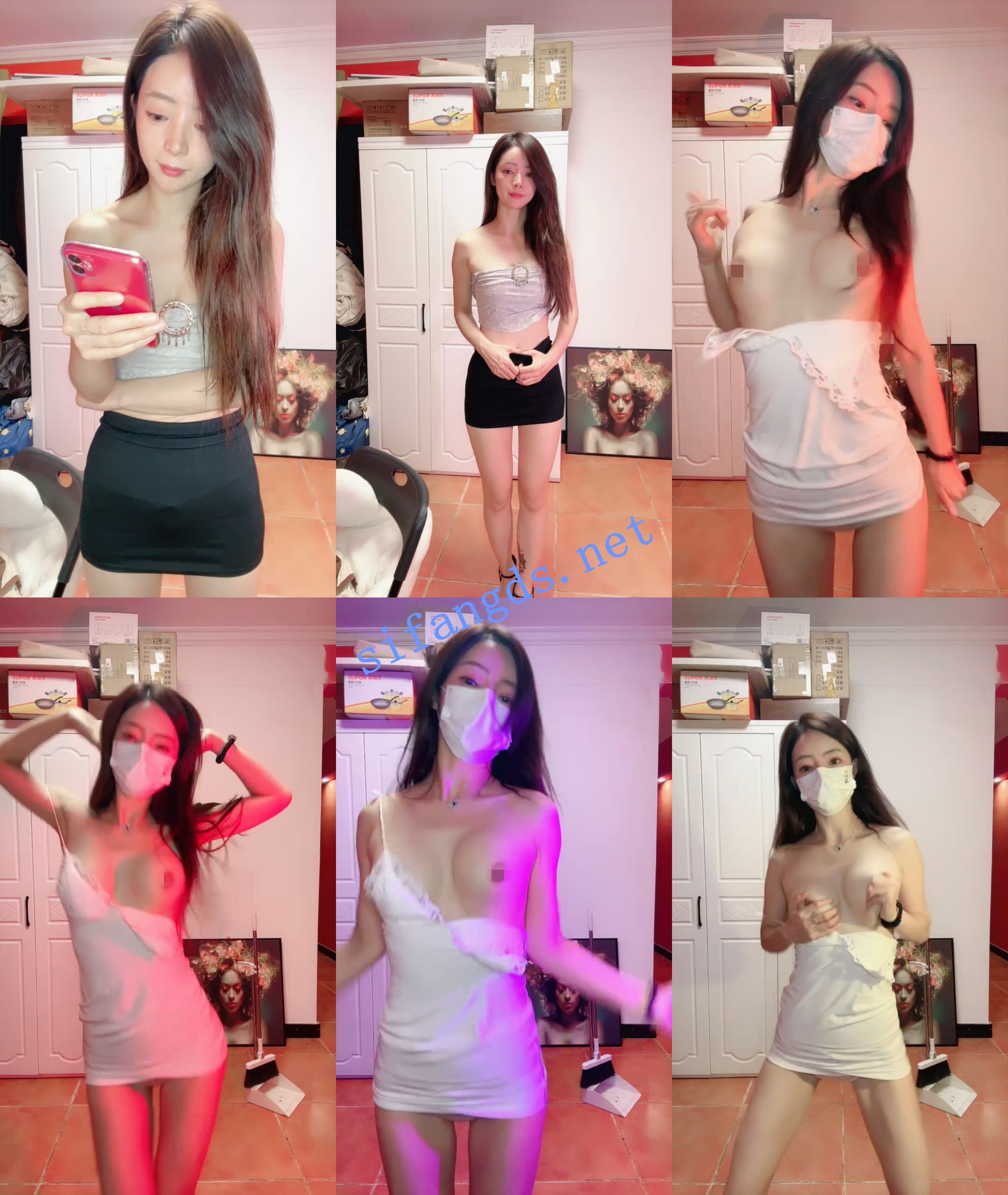 ██抖音热舞女神，【无虞】尺度全开，整个咪咪露出来跳 8