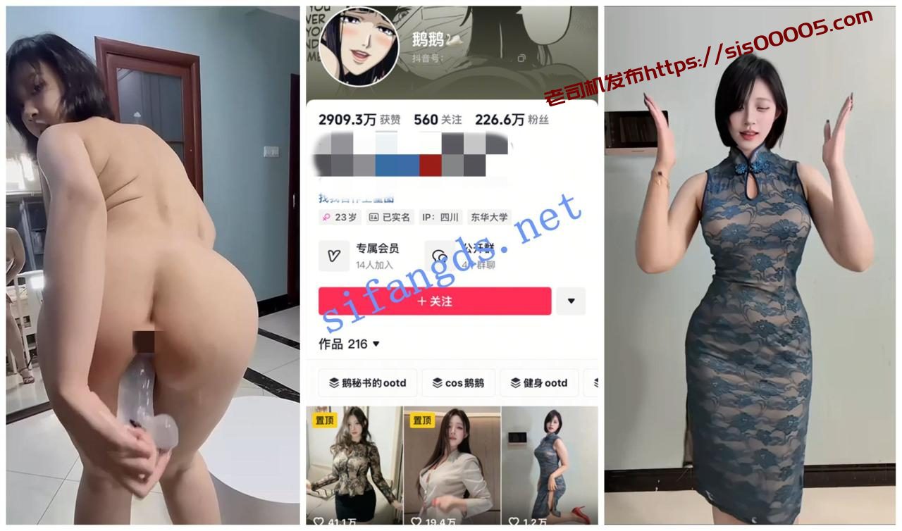 【抖音福利】200w粉丝大网红【鹅鹅】脸穴同框道具自慰抖臀 1