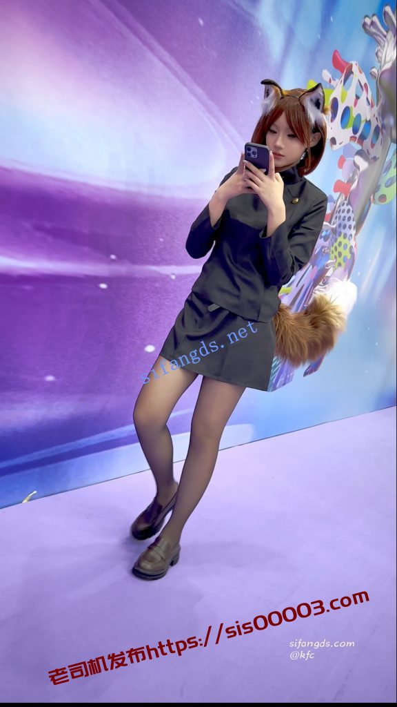【KFC】OL制服COSER学生妹·薄款黑丝袜紫色内内前后CD【1V】【372M】 8