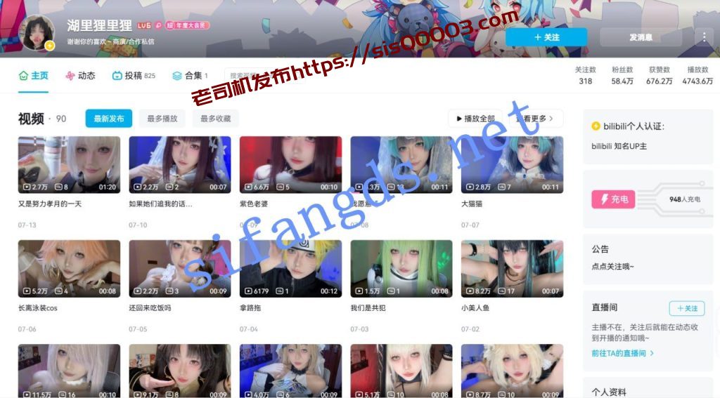 B站 湖里狸里狸 60万粉 骚舞 发骚勾引等 最大尺度【19V】【312M】 1