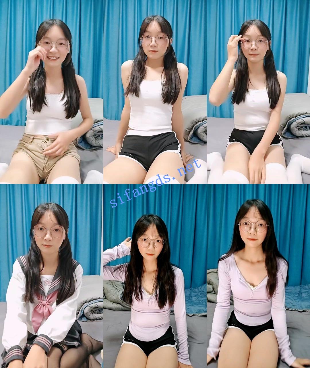 ☑️眼镜大学生！超级反差~【兔奶】大屁股~丝袜~扣穴自慰~ 1