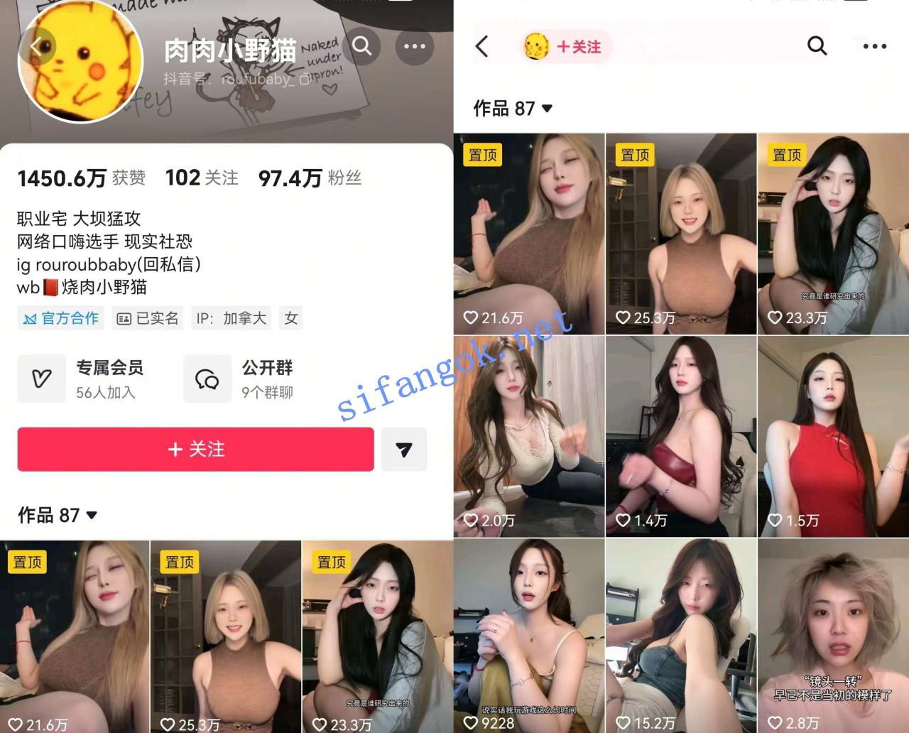 【抖音】肉肉小野猫 百万粉丝大主 大尺度情趣内衣定制18V 1