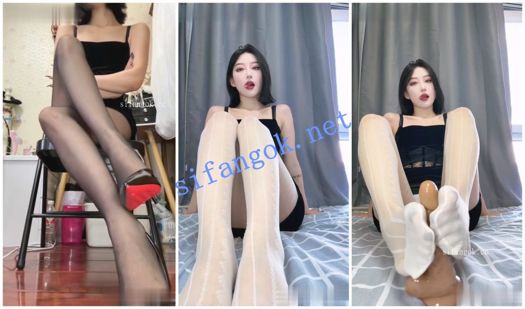 【抖音福利】丝足诱惑【爱喝酸奶】丝袜足交假鸡巴自舔脚【8V】【1.67G】 5