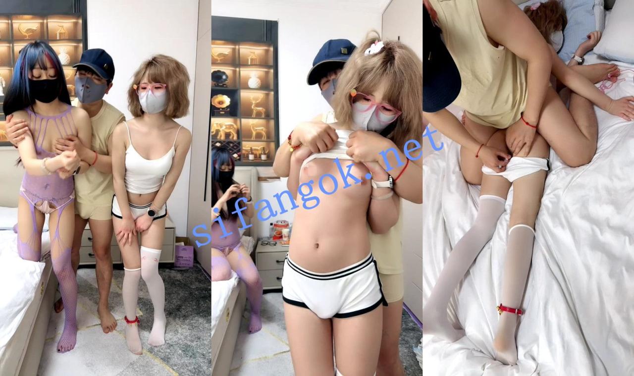 ⚡【幼水若若】两个漂亮懵懂的小太妹被带到酒店玩双飞！~ 3